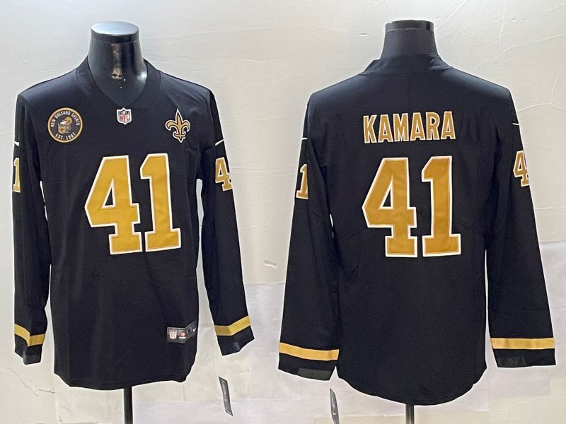 Men New Orleans Saints #41 Kamara Black long sleeve 2024 Nike NFL Jersey style 01042->los angeles rams->NFL Jersey